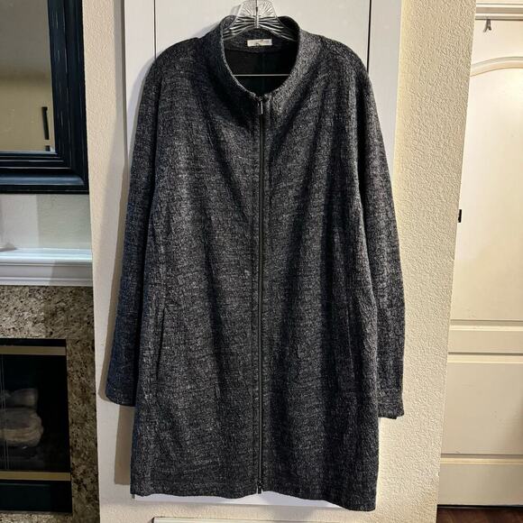 Eileen Fisher Terrazzo Stretch Ripple Jacket Black Gray Women Full Zip Size 2X - Picture 2 of 8